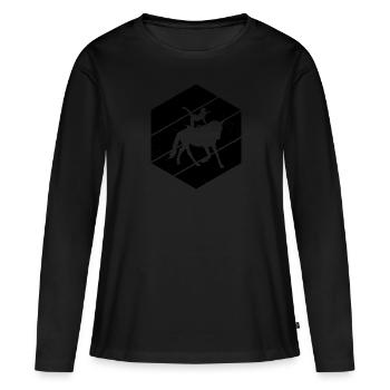 Acrobatie de voltige à cheval - T-shirt manches longues Premium bio Femme - noir - Devant - Julia (174cm)