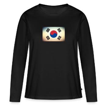 Corée du Sud Pavillon Corée - T-shirt manches longues Premium bio Femme - noir - Devant - Julia (174cm)