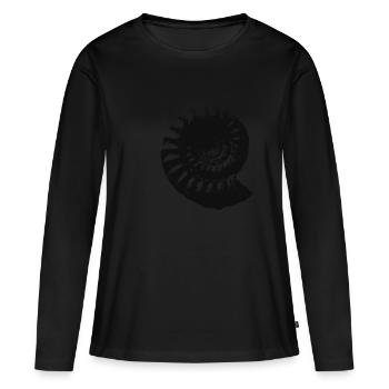 Fossil Geschenkidee Ammonit Urzeit Geschenk - Frauen Premium Bio Langarmshirt - Schwarz - Vorne - Julia (174cm)