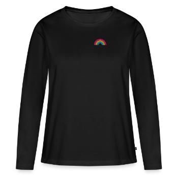 Pansexual Rainbow print LGBTQ Pride Gift Idea - T-shirt manches longues Premium bio Femme - noir - Devant - Julia (174cm)