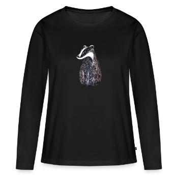 Dachs - Frauen Premium Bio Langarmshirt - Schwarz - Vorne - Julia (174cm)