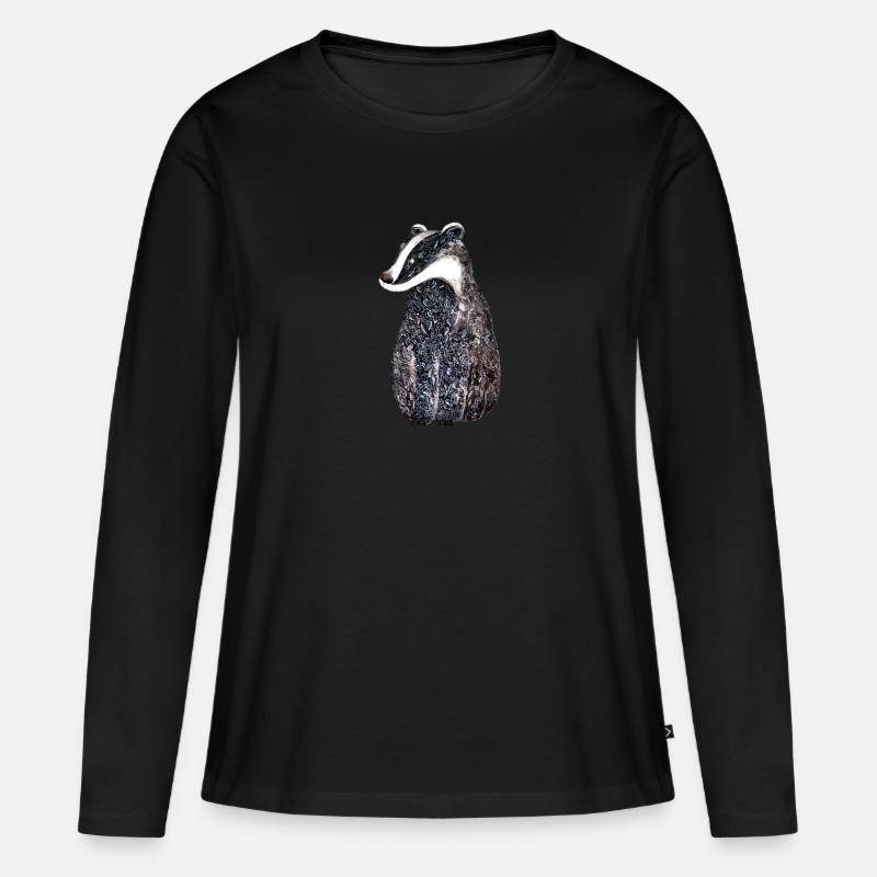 Dachs - Frauen Premium Bio Langarmshirt - Schwarz