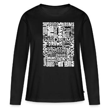 Batterie Batterie Percussions - T-shirt manches longues Premium bio Femme - noir - Devant - Julia (174cm)