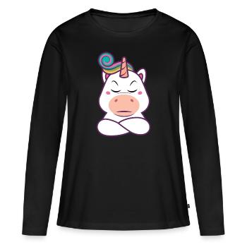 Cadeau Bucky Licorne - T-shirt manches longues Premium bio Femme - noir - Devant - Julia (174cm)