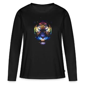 Art créatif tigre phosphorescent Enzo volo - T-shirt manches longues Premium bio Femme - noir - Devant - Julia (174cm)
