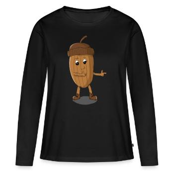 Coole NUSS - Frauen Premium Bio Langarmshirt - Schwarz - Vorne - Julia (174cm)