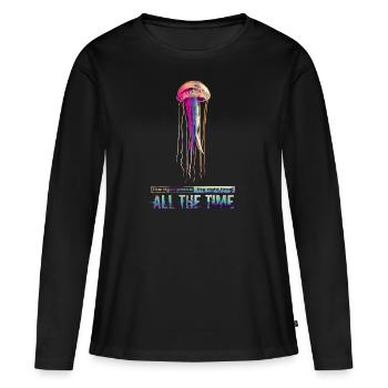 méduse méduse - T-shirt manches longues Premium bio Femme - noir - Devant - Julia (174cm)