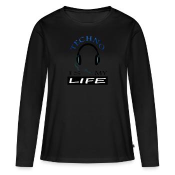 La musique techno est mon cadeau de musique techno de vie - T-shirt manches longues Premium bio Femme - noir - Devant - Julia (174cm)