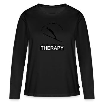 le saut à ski est mon cadeau de thérapie pour la station de ski - T-shirt manches longues Premium bio Femme - noir - Devant - Julia (174cm)