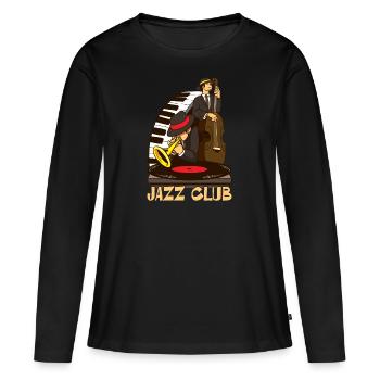 Jazz Club Jam Session Jazz Liebhaber Design - Frauen Premium Bio Langarmshirt - Schwarz - Vorne - Julia (174cm)