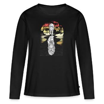 Chat Tigre Lion confiance en soi motivation - T-shirt manches longues Premium bio Femme - noir - Devant - Julia (174cm)