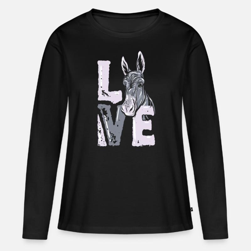 Esel - Frauen Premium Bio Langarmshirt - Schwarz