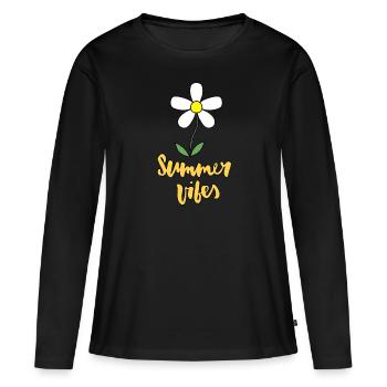 Summer Vibes - T-shirt manches longues Premium bio Femme - noir - Devant - Julia (174cm)