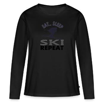 Ski Ski Skispringen Skispringen Station De Skihelm Cadeau - T-shirt manches longues Premium bio Femme - noir - Devant - Julia (174cm)