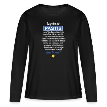 LA PRIERE DU PASTIS - T-shirt manches longues Premium bio Femme - noir - Devant - Julia (174cm)
