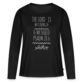 Jésus Jésus Jésus Chrétien Chrétien Chrétien - T-shirt manches longues Premium bio Femme - noir - Devant - Julia (174cm)