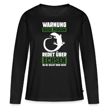 Echsen - Frauen Premium Bio Langarmshirt - Schwarz - Vorne - Julia (174cm)