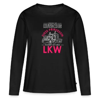 Vergiss Die Kutsche Echte Prinzessin LKW Truckerin - Frauen Premium Bio Langarmshirt - Schwarz - Vorne - Julia (174cm)