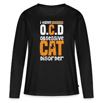 Chats Chat Chat Chat Chat Maman Mignon - T-shirt manches longues Premium bio Femme - noir - Devant - Julia (174cm)