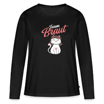 Team Braut JGA Katze Hochzeit Junggesellenabschied - Frauen Premium Bio Langarmshirt - Schwarz - Vorne - Julia (174cm)