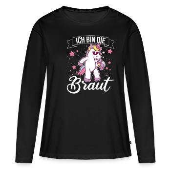 Ich bin die Braut Einhorn Brautjungfern Geschenk J - Frauen Premium Bio Langarmshirt - Schwarz - Vorne - Julia (174cm)