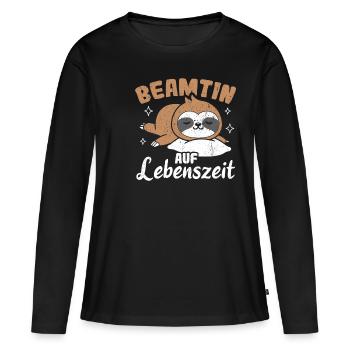 Beamtin auf Lebenszeit - Beamtin Kaffee Job Gesche - Frauen Premium Bio Langarmshirt - Schwarz - Vorne - Julia (174cm)
