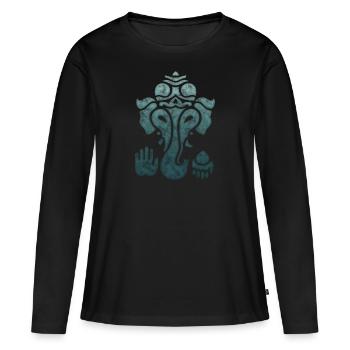 Ganesh, Ganesha, Hindouisme, Yoga, Dieu éléphant - T-shirt manches longues Premium bio Femme - noir - Devant - Julia (174cm)