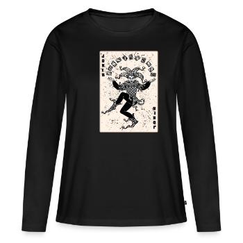 JOKER Karte Spielkarten Joker - Frauen Premium Bio Langarmshirt - Schwarz - Vorne - Julia (174cm)