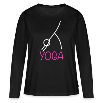 Yoga Figure - T-shirt manches longues Premium bio Femme - noir - Devant - Julia (174cm)
