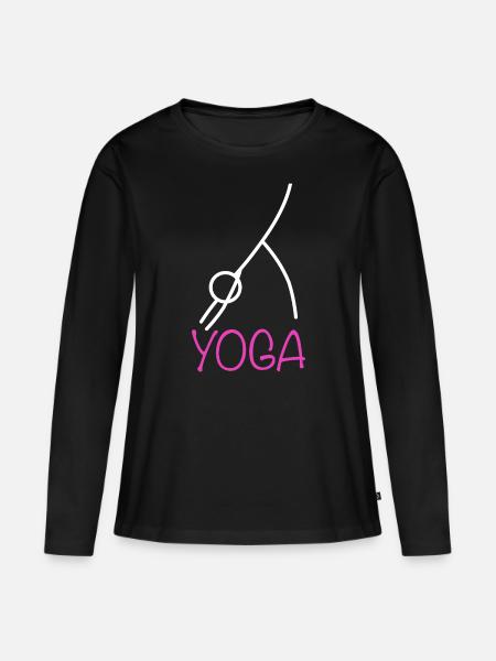 Yoga Figur - Frauen Premium Bio Langarmshirt - Schwarz