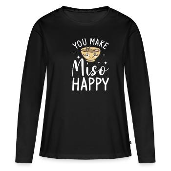 Vous rendez Miso heureux mariage de demande en mariage - T-shirt manches longues Premium bio Femme - noir - Devant - Julia (174cm)
