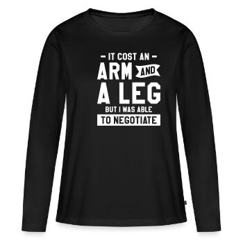 Cela a coûté un bras et une jambe, mais j’ai pu - T-shirt manches longues Premium bio Femme - noir - Devant - Julia (174cm)