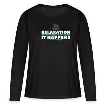 La relaxation ne thérapie pas, elle arrive par - T-shirt manches longues Premium bio Femme - noir - Devant - Julia (174cm)