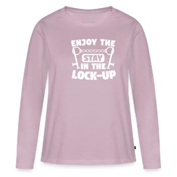 Profitez du séjour dans l’agent correctionnel enfermé - T-shirt manches longues Premium bio Femme - rose poudré - Devant - Julia (174cm)