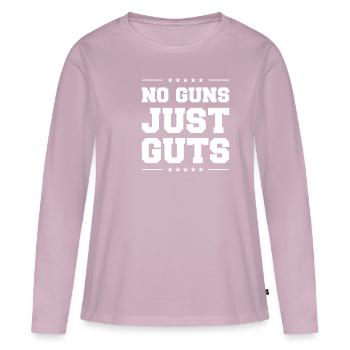 Pas d’armes à feu Juste Guts Correction Prison Correctional O - T-shirt manches longues Premium bio Femme - rose poudré - Devant - Julia (174cm)