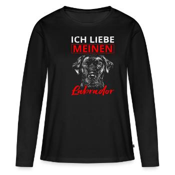 Labrador - Frauen Premium Bio Langarmshirt - Schwarz - Vorne - Julia (174cm)