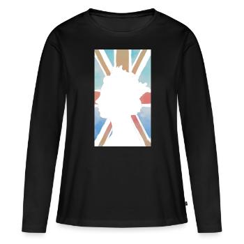 QUEEN ELIZABETH UK FLAG UNION JACK KINGDOM HEAVEN - Women's Premium Organic Long Sleeve Shirt - black - Front - Julia (174cm)