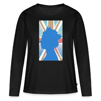 QUEEN ELIZABETH UK FLAG UNION JACK KINGDOM HEAVEN - Women's Premium Organic Long Sleeve Shirt - black - Front - Julia (174cm)
