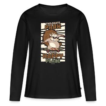 Le skate park est mon endroit préféré - T-shirt manches longues Premium bio Femme - noir - Devant - Julia (174cm)