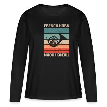 Retro Vintage Classic French Horn Player - Frauen Premium Bio Langarmshirt - Schwarz - Vorne - Julia (174cm)