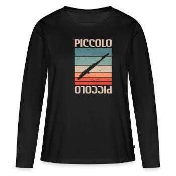 Retro Vintage Classic Piccolo Player Instrument - T-shirt manches longues Premium bio Femme - noir - Devant - Julia (174cm)