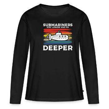Les sous-mariniers restent plus longtemps et vont plus loin pour une marine S - T-shirt manches longues Premium bio Femme - noir - Devant - Julia (174cm)
