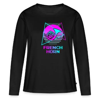 Retro Vintage Classic French Horn Player - Frauen Premium Bio Langarmshirt - Schwarz - Vorne - Julia (174cm)