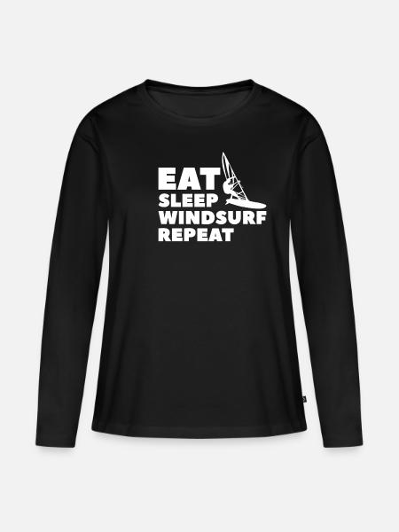 Eat Sleep Windsurf Repeat Windsurfing Windsurfer - Ekologisk långärmad premium-T-shirt dam - svart