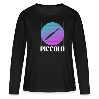 Retro Vintage Classic Piccolo Player Instrument - T-shirt manches longues Premium bio Femme - noir - Devant - Julia (174cm)
