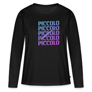 Retro Vintage Classic Piccolo Player Instrument - T-shirt manches longues Premium bio Femme - noir - Devant - Julia (174cm)