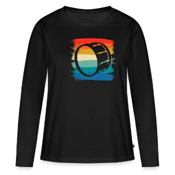 Retro Vintage Classic Bass Drum Instrument Drummer - Women's Premium Organic Long Sleeve Shirt - black - Front - Julia (174cm)