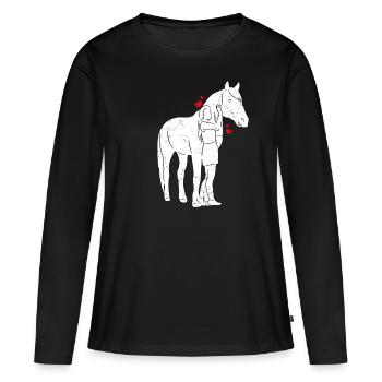 Reiterin Pferd Reiten Reiterin Geschenk Pferdelieb - Frauen Premium Bio Langarmshirt - Schwarz - Vorne - Julia (174cm)