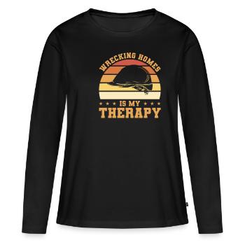 Wrecking Homes Is My Therapy Home Improvement Hand - Women's Premium Organic Long Sleeve Shirt - black - Front - Julia (174cm)