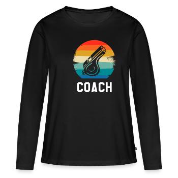 Rétro Vintage Classic Coach Coaching - T-shirt manches longues Premium bio Femme - noir - Devant - Julia (174cm)
